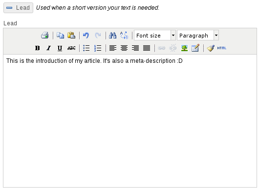 Lead text on an article Lead text on an article